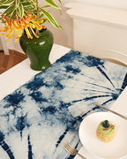 Natural Indigo Dye Table Runner, Handmade Tie-Dye with Blue and White Interlaced Design, 100% Cotton Blue Decorative Table Runner for Dining and Parties, Table Décor (Orchid, 17"x69") by DYEWEAVE