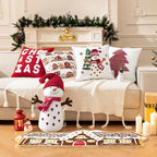 Phantoscope Pack of 4 Merry Christmas Throw Pillow Covers Velvet Countdown Calendar Pillow Covers with 3D Snowman Sherpa Embroidery Snowman Santa Tree Christmas Decorative Pillowcases, Red, 18x18 inch - Image 6