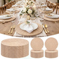 Set of 12 Round Woven Corn Husk Placemats Boho Farmhouse Placemats for Daily Tabletop Decor Elegant Dining Wedding Christmas Thanksgiving Day Holiday Dinner Party Housewarming Gifts by Gandeer