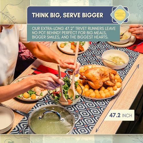Trivet Table Runner - Heat Resistant 350F, Waterproof, Reversible for Hot Dishes, Plates & Pots (Ottoman 48 inch) - Image 5
