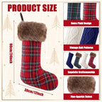 Junkin 4 Pack Tartan Christmas Stockings Navy Blue & White - Image 2