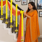 Norme 12 Pcs Marigold Garland 2.6 ft Long Strands Artificial Marigold Flowers Garland with Pendant Flower String Indian Diwali Decorations for Pooja Indian Wedding Dia De Los Muertos(Yellow) - Image 4