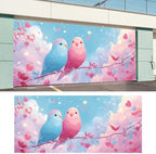 Birds Garage Door Banner 6x13FT, Cute Love Birds Garage Door Cover, Romantic Outdoor Decoration for Garage Doors & Wedding Backdrop - Image 6