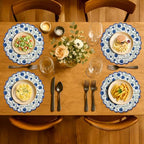 Ridhi Floral Block Print Round Placemats 15" in, Set of 4, Queen Blue - Image 3