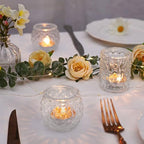 DARJEN Clear Votive Candle Holders Set of 24- Round Glass Candle Holders Bulk for Tea Light Candle, Embossed Candle Votives for Wedding Centerpiece, Various Parties & Home Decor - Image 5