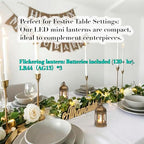 Mini Moroccan Lanterns with LED Tealight Set of 12, Vintage Brown Decorative Hanging Lanterns for Ramadan, Christmas, Halloween, Wedding, Fairy Party Decorations, Table Centerpiece - Image 4