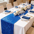 ShinyBeauty Blue Sequin Table Runner 108 Inch, 15 Pack Wedding Party - Image 4