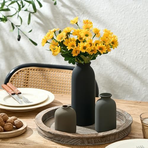 Ceramic Vase Set of 3, Decorative Nordic Minimalist Vases Home Decor for Living Room Kitchen Bedroom Entryway Mantel Table, Modern Decor for Bouquet Pampas Grass Dried Fresh Flowers- Multicolor - Image 7
