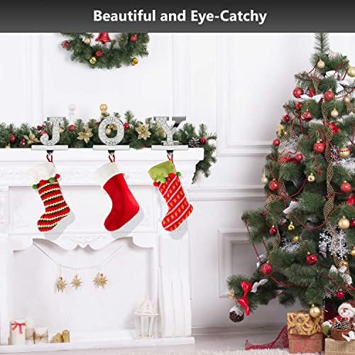 Christmas Stocking Holder - Stocking Holders for Mantle – 3Pcs Christmas Stocking Holder – Home Decoration with J O Y Letters – Plated Bright Nickel – Elegant and Modern Joy Hangers - Image 5