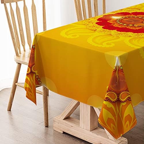 Hafangry Diwali Tablecloth Indian Diwali Decorations for Home Festival of Lights Deepavali Party Supply Kitchen Dining Room Decor (60" x 84") (Pack of 2) - Image 5
