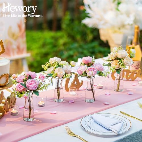 Hewory Glass Bud Vases for Centerpieces - Clear Small Flower Vase Set of 12, Modern Minimalist Cute Mini Decorative Bulk Vases for Wedding Bridal Shower Birthday Party Events Dining Room Table Decor - Image 4