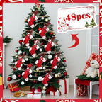 Geyoga 48 Pcs Red and White Mini Christmas Stockings Bulk, Poinsettia - Image 5