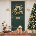 DecorbyHannah 24" Prelit Christmas Wreath for Front Door with Light (Gold) - Image 4