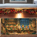 Santa's Workshop Christmas Garage Door Banner 7x16FT, Santa and Elves Holiday Scene, Large Outdoor Xmas Decoration for Garage Doors, Large Garage Cover for Christma by ANNAQUEEN