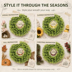 24 Inch Faux Boxwood Wreath with 3 Double-Sided Wooden Signs - Image 5