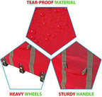 ProPik Rolling Christmas Tree Storage Bag, Fits Up to 9 Foot Tall Disassembled Trees, 25" X 25" X 60", Extra Large Heavy Duty Xmas Container with Wheels, Handles and Straps (Red) - Image 2