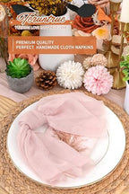 100 Pieces Cloth Napkins Pink Dinner Cheesecloth Napkins for Wedding,Wrinkled Cloth Napkins Bulk for Home Party Rustic Table Decoration, 17 x 17 Inch - Image 6