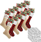 Tatuo 12 Pack Christmas Burlap Stockings Hanging,Light Brown, Red Black by Tatuo