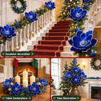 8PCS Large Christmas Magnolia Flowers for Christmas Tree Wreath - Image 4