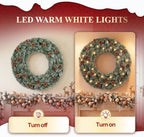 VINGLI 36Inch Frosted Christmas Wreath with 70 LED Lights, Battery Operated - Image 2