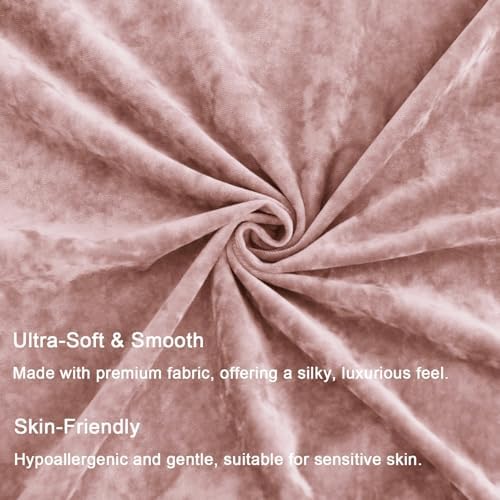 Greek Velvet Euro Sham Covers Set of 2 26x26 Luxury Soft Solid Pillow Covers for Living Room Bedroom Yard,Pink - Image 2