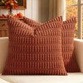 MIULEE Fall Euro Sham Corduroy Decorative Throw Pillow Covers 24x24 Rust by MIULEE