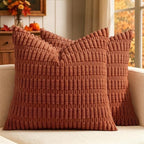 MIULEE Fall Euro Sham Corduroy Decorative Throw Pillow Covers 24x24 Rust by MIULEE