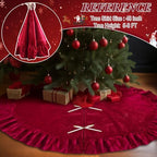 48 Inches Velvet Christmas Tree Skirt Decorations Red Wine Luxury Xmas Fur Plush Skirts for Merry Christmas Party Rustic Vintage Holiday Home Winter - Image 4