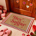 2 Pcs Hey Sugar Door Mat, Valentine Door Mat Valentines Day Welcome Mat Non Slip Coir Doormat Red and White Striped Mat Layering Doormats for Home Bathroom Front Porch Entryway Decor 24"x 32" by Unknown
