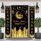 Preboun 3 Pcs Hanging Banner LED Decoration Set 71 x 35.4/11.8 Inch Lighted Backdrop and Porch Sign for Outside Outdoor Decor(Eid Mubarak) - Image 2