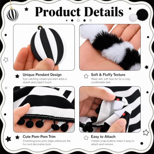 40Pcs Black White Striped Christmas Garland Tree Decor Set, Goth Xmas Decor - Image 3