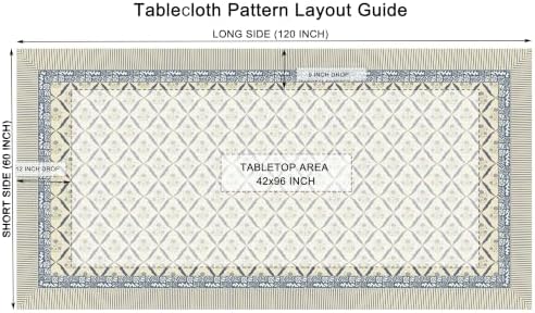Vintage Floral Rectangle Tablecloth 60x120 Inch Blue Lattice - Image 3
