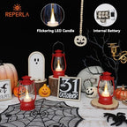 12Pcs Red Mini Lanterns for Centerpiece – Vintage Lantern Decor for Christmas, Halloween, Weddings & Western Party – Hanging Ornaments Bulk with Flicker LED Candle for Cowgirl, Camping Decor - Image 4