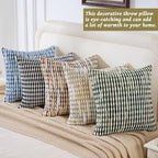 AmHoo Set of 2 Boho Chenille Pillow Cover Decorative Tufted Pillowcase for Couch Bed Sofa Bedroom Living Room Modern 20 x 20-Inch Brown - Image 5