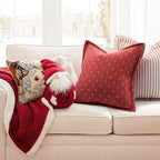ZWJD Christmas Pillow Covers 24x24 Set of 2 Soft Polyester Textured Red Pillows with Stylish Flange Edge Cozy Farmhouse Christmas Decor for Couch Bed Sofa Living Room (Red) - Image 2