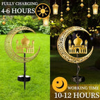 Tujoe 2 Pcs Eid Mubarak Solar Lights Eid Al Adha Outdoor Decorations Mubarak Star Moon Lights Solar Stakes Waterproof for Outdoor Decorations Garden Walkway Lawn Patio Yard(Muslim) - Image 4