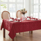 Caiden Elegance Damask Tablecloth, Red - 60" W x 144" L - Image 2
