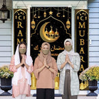 Preboun 3 Pcs Hanging Banner LED Decoration Set 71 x 35.4/11.8 Inch Lighted Backdrop and Porch Sign for Outside Outdoor Decor(Eid Mubarak) - Image 5