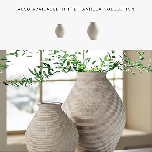 Signature Design by Ashley 12-Inch Ribbed Resin Decorative Vase, Tan Finish - Image 6