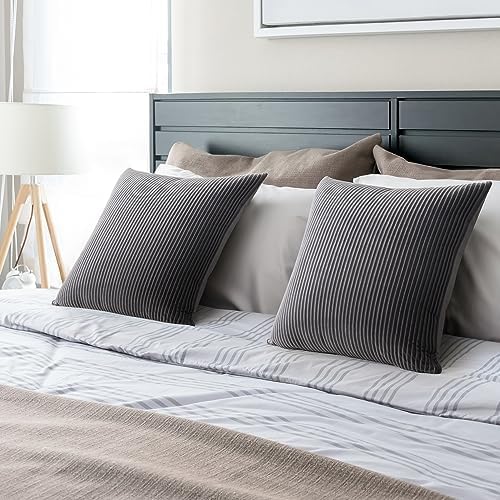 YCOLL Gray Pillow Covers 26x26 Set of 2 Velvet Striped Pattern - Soft Throw Pillows for Home Decor, Luxury Decorative Pillow Covers for Couch, Bed,Living Room - Image 5