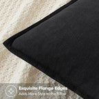 MIULEE Decorative Linen Euro Sham Pillow Covers 28x28 Inch Black - Image 2