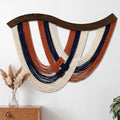 Mindsoft Terracotta Navy White Macrame Wall Hanging Dip Dyed Yarn Wall Art by Mindsoft