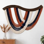 Mindsoft Terracotta Navy White Macrame Wall Hanging Dip Dyed Yarn Wall Art by Mindsoft