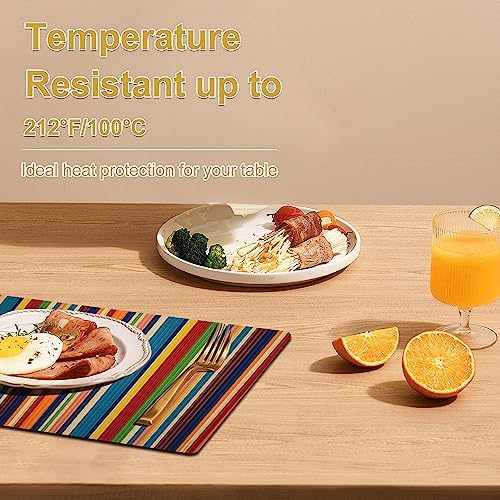 Faux Leather Placemats Set of 4 - Color Stripe Resistant Placemats for Dinner Table, Non-Slip Waterproof Oil-Proof Washable Reusable Placemat for Indoor Outdoor Kitchen Decor, 15.75In*11.81In - Image 2