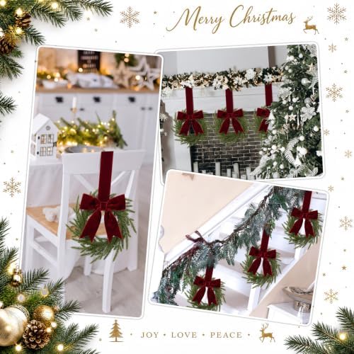 6 Pcs Christmas Burgundy Wreaths Kitchen Cabinet Decorations - Image 7