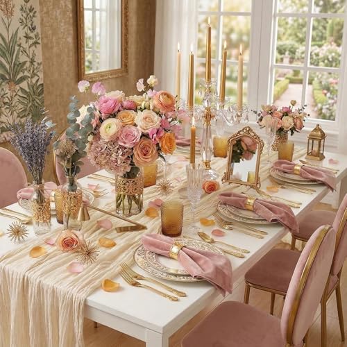 16 Pack Ivory Cheesecloth Table Runner 20 x120 Inch - 10FT Boho Rustic Gauze Cheese Cloth Table Runner for Wedding, Anniversary, Baby Shower, Easter, Spring Home Decor - Image 2