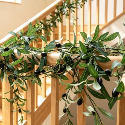 4 Strands Faux Olive Branches Garland 67IN Greenery Garland for Table Decor - Image 5