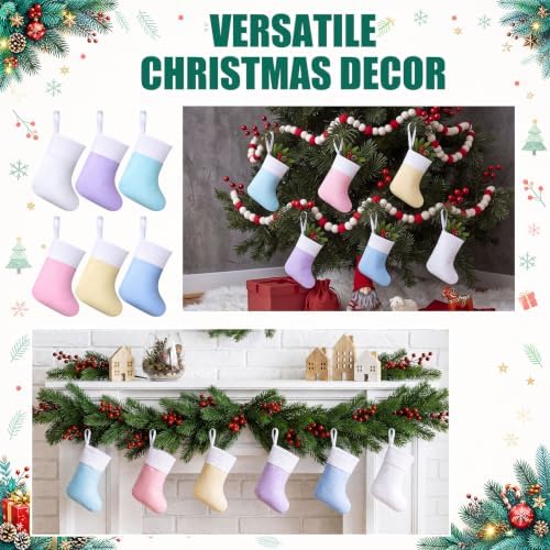 HooLing 50 Pcs 7 Inch Mini Christmas Stockings Bulk, Macaron, Basic - Image 4