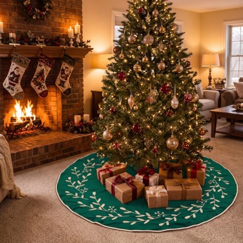 Fanfanwin Velvet Christmas Tree Skirt 48'' Double Sided Red Green Vintage - Image 6