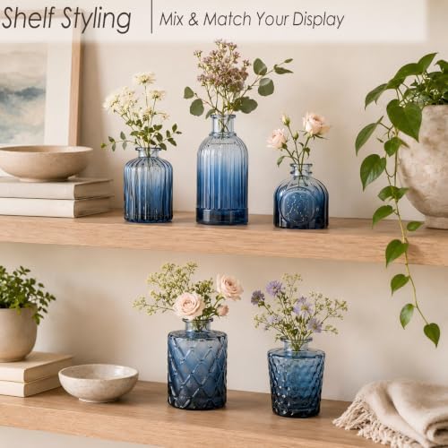 UPBUD Glass Blue Bud Vases Set of 12, Mini Vases for Flowers - Image 6